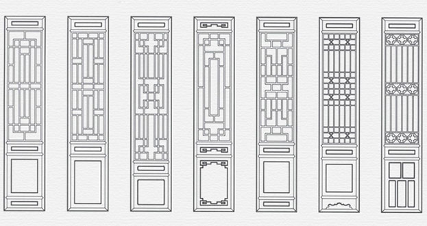 乌什常用中式仿古花窗图案隔断设计图